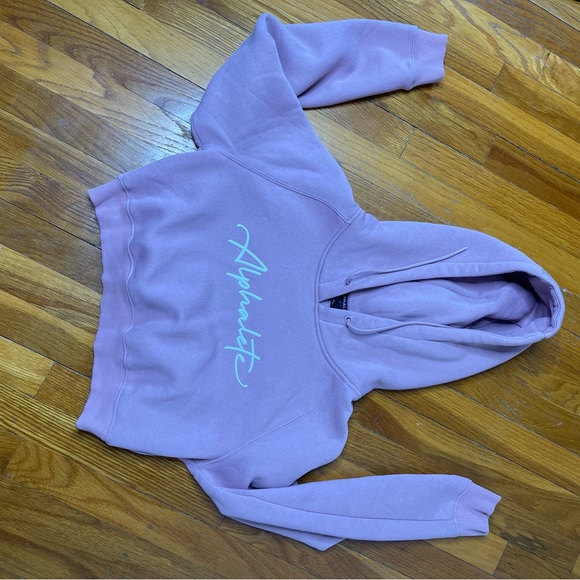 Alphalete Pink Script Logo Cropped Hoodie Women's Size Small - Picture 9 of 13